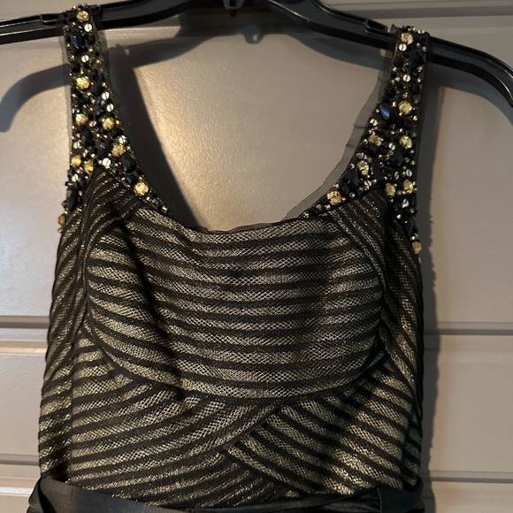 Layered Gold and Black Tulle Formal Cocktail Dress - Picture 2 of 8